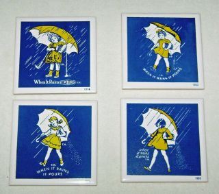 Boxed Set Of 4 Morton Salt Girl Coasters Or Trivets Shows Trademark Changes