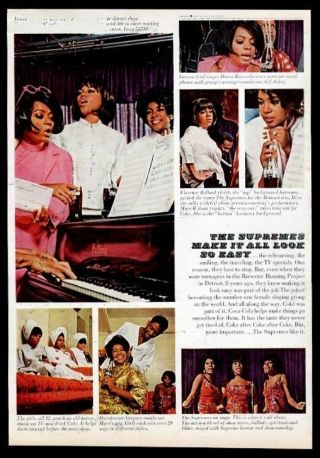 1968 Diana Ross And The Supremes 7 Color Photo Coke Coca Cola Vintage Print Ad