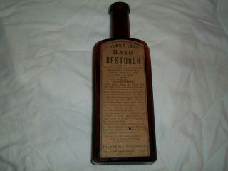 Vintage Hair Restorer Bottle Walnut Leaf