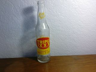 Trip E Xxx Vintage Root Beer Soda Bottle 10 Oz.  Galveston,  Tx.  9 - 1/2 " Tall