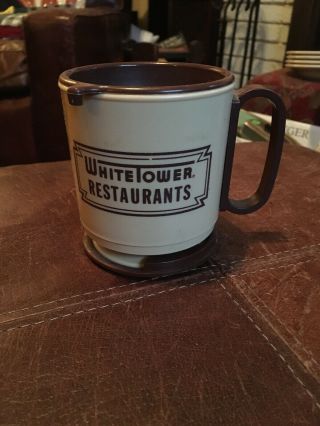 Vintage White Tower Restaurants Travel Mug Plastic Cup Whirley Industries
