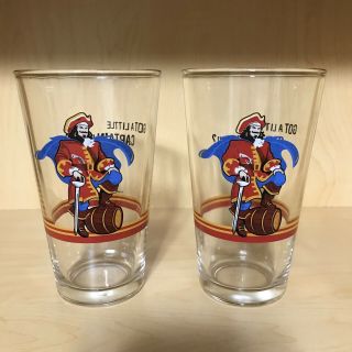 2 Set Captain Morgan Official Crew Gear 16oz Drinking Glasses 5 3/4”