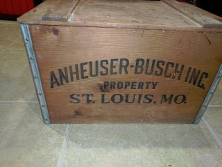 Vintage Anheuser - Busch Budweiser Wood Crate Box