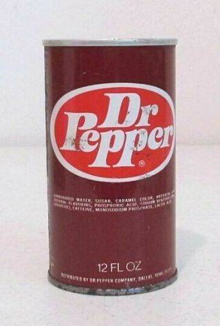 Vintage 1970s Dr Pepper 12oz Steel Soda Can - Dallas Texas,  Straight,  Some Rust