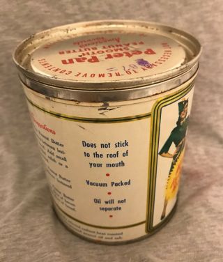 Vintage Derby Peter Pan Peanut Butter Tin Can With Lid 2
