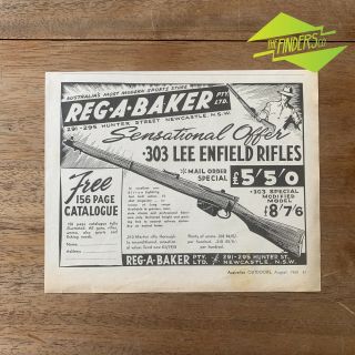 Vintage 1960 Reg.  A.  Baker.  303 Lee Enfield Rifles Print Advertisement