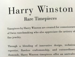 Harry Winston Rare Timepieces Watches Diamonds Men Women Jewelry Booklet Sales 3