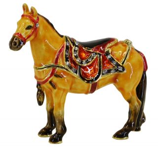 Buckskin Horse Trinket Box Or Figurine - Western Saddle Approx 7cm High
