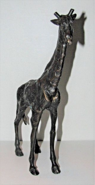 Very Detailed Cast Bronze Brass African Giraffe Sculpture Figure