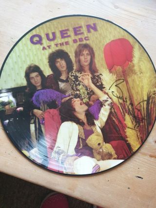 Queen At The Bbc 1995 Picture Vinyl Signed By Brian May.
