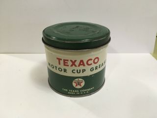 Vintage Texaco Motor Texas Cup Grease 1 Pound Oil Can