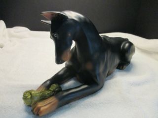 Vintage Doberman Pincher Dog Lying Down Large Dog Figurine