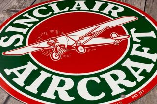 Vintage Sinclair Aircraft Porcelain Advertising Metal 12 Sign Gas Oil Pump Plate