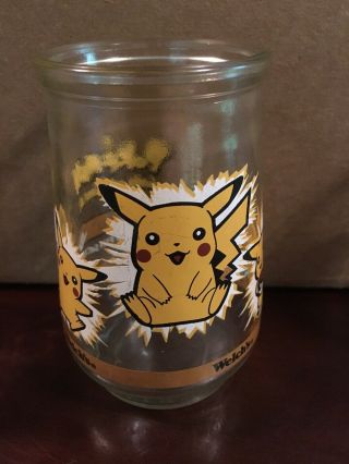 4 Pokemon Pikachu Poliwhirl Clefairy & Togepi Welchs Jelly Jar Glasses 1999 5