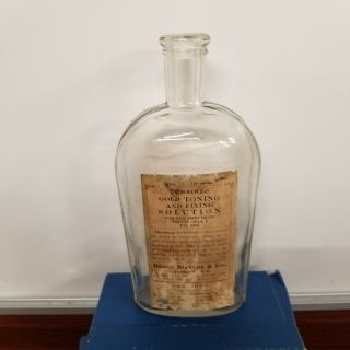Vintage Daniel Stevens & Co Toning And Fixing Solution Bottle Colebrook Nh Rare