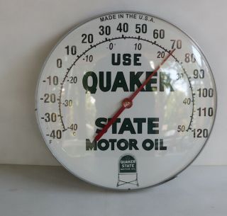 12 " Round Quaker State Oil Thermometer Gas Sign