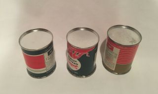 3 Vintage Sinclair Motor Oil Promo Miniature Tin Can Banks. 4