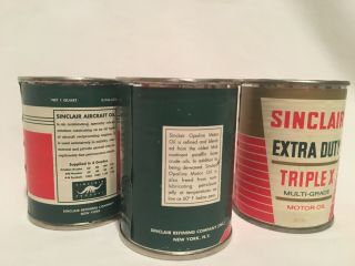 3 Vintage Sinclair Motor Oil Promo Miniature Tin Can Banks. 5