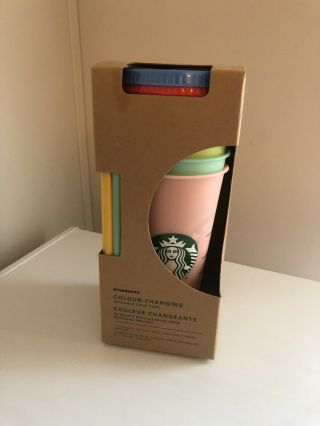 Starbucks 2019 Color Changing Reusable Cold Cup Tumblers 5 Cups Venti 24oz