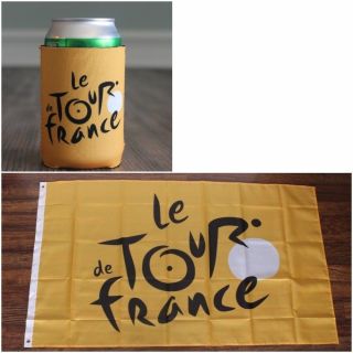Le Tour De France Banner Flag Beer Can Drink Holder Set Bike Race Cycling Tdf