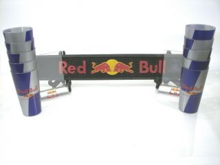 Red Bull Bar Items 10 Plastic Cups,  2 Small Table Top Displays,  Rubber Bar Mat