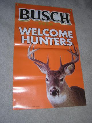 24 " X 40 " Busch Welcome Hunters Beer Banner Deer Orange Rifle Bud Light