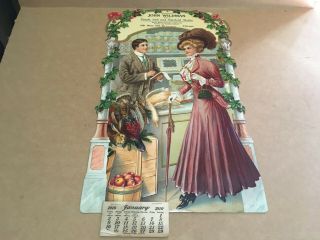 1910 Advertising Die Cut John Wildman Chicago Calendar Fresh,  Salt & Meats