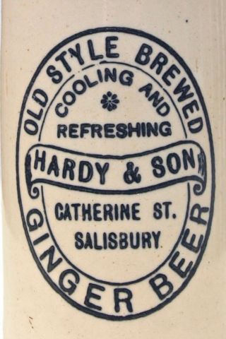 Vintage 1900s Hardy & Son Salisbury Wiltshire Stone Ginger Beer Stoneware Bottle