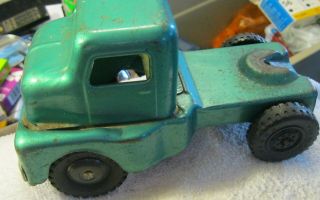 Vintage Structo Truck,  Green Cab,  Semi Hauler,  No Trailer,  Eldon Tires On Back,  Toy