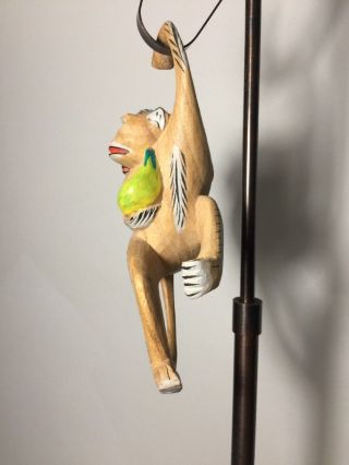 Rare Wooden Monkeys Hanging Mom & Baby Monkey Hand Carved Figurine 333 3