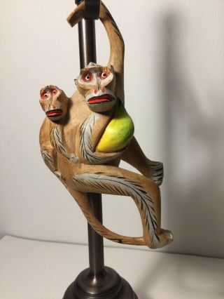 Rare Wooden Monkeys Hanging Mom & Baby Monkey Hand Carved Figurine 333 6