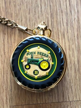 Franklin John Deere Pocket Watch Model B With Chain Leather Case Tractor