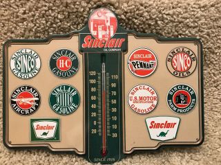 Vintage Rare Sinclair Oil Company Thermometer Gas And Oil Advertising Dino