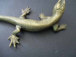 Vintage Heavy Solid Brass Lizard - - Intricately Hand Hammered & Hand Crafted