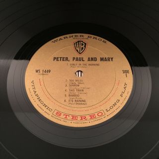Peter,  Paul and Mary (s/t) 1962 Warner Vitaphonic Stereo WS1449 w/shrink NM - /NM - 5