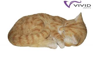 Weather Resistant Indoor/outdoor Sleeping Ginger Cat Ornament Vivid Arts
