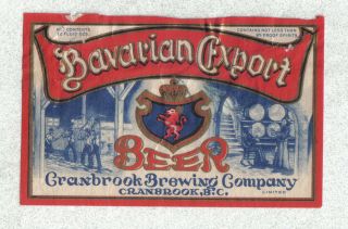 Beer Label - Canada - Bavarian Export - Cranbrook Brg.  Co.  - British Columbia