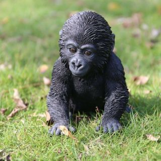 Gorilla Baby Sitting Figurine - Life Like Figurine Statue Home / Garden