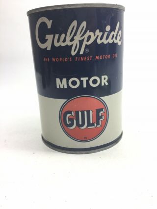Vintage Gulf Gulfpride Motor Oil Empty 1 Quart Can