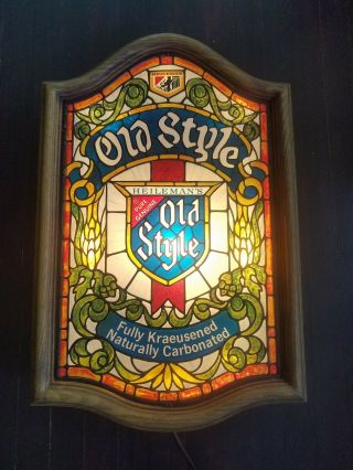 Vintage Old Style Beer Stained Glass Look Light Bar Sign Lighted