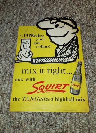 Rare Nos 1955 Tangalize Squirt Soda Counter Lithograph Display Sign