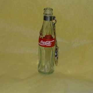 Coca - Cola Classic Glass Bottle Keychain Red Label Advertising Rare Soda Pop