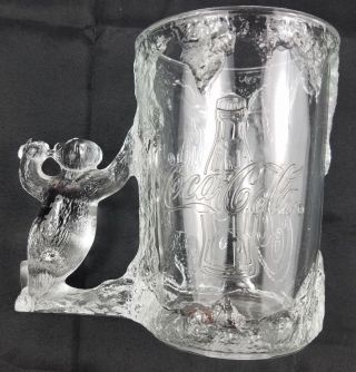 Coca - Cola 1997 " Frosted " Clear Glass Mug With Polar Bear Handle