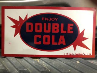 Vintage Double Cola Metal Sign Not Porcelain