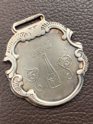 Vintage Coca Cola Sterling Silver Advertising Watch Fob - 5 Cents
