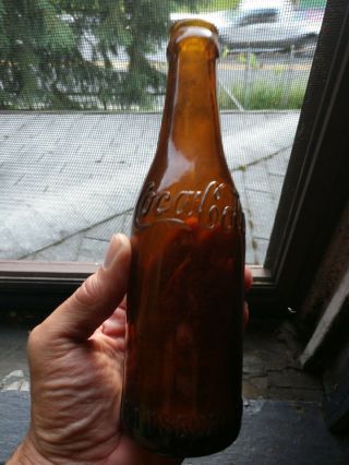 Rare Straight Side Amber Coca Cola Bottle " Pittsbur,  Pa.  "