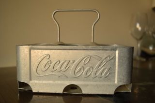 Vintage COCA - COLA Coke Aluminum Metal DRINK CARRIER 6 - Pack Bottle Holder 3