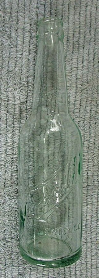 Ernst Tosetti Beer Chicago Old Clear Green 9 - 1/2 " Tall Embossed Bottle S/h