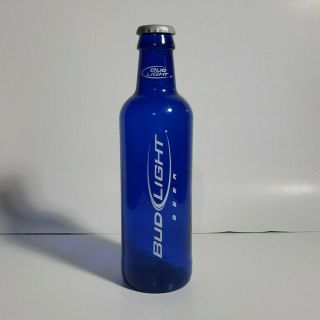 Large Bud Light Budweiser Cobalt Blue Glass Beer Advertising 14.  5 " Bottle Bank