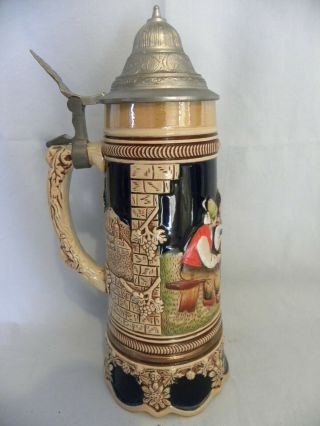 Vintage Edelweiss Handcrafted Musical Large Beer Stein Swiss Musical Movement